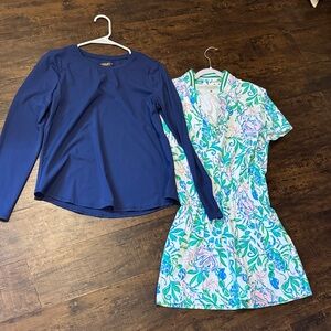 Lilly Pulitzer Blue Top and Floral Mini Dress both Small